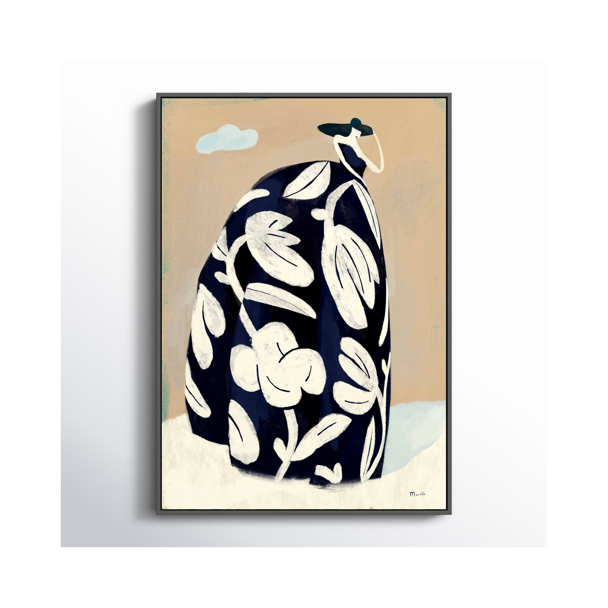Black Dress by Marco Marella For Studio M, Black Canvas Framed, 20" H x 14" W x 1.25" D