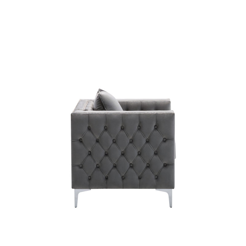 Velvet Armchair, Gray