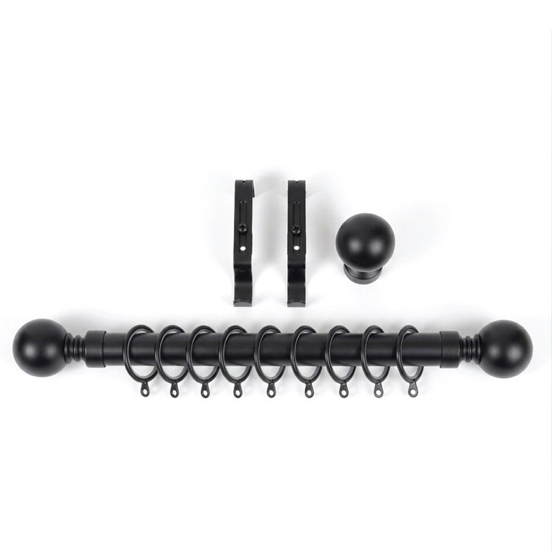 25/28mm Extendable Metal Curtain Pole with Rings, Finials & Brackets – Adjustable Curtain Rod for Bedroom & Living Room