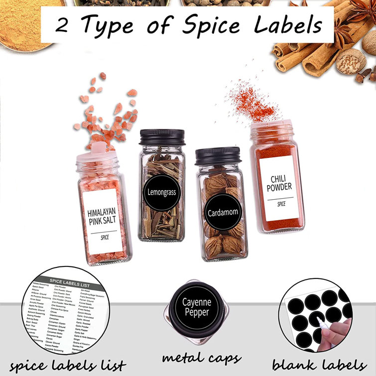 Set of 48 Spice Jars with 428PCS Pre-printed Mark Labels