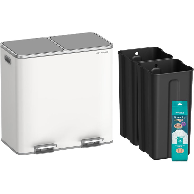 2 x 10,6 gallons (2 x 40 L) poubelle pour la cuisine, avec 15 sacs poubelle, 2 compartiments
