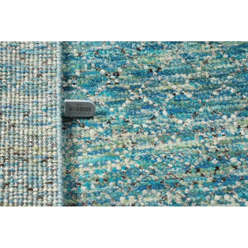 Hand-Knotted High-Quality Blue and Beige Runner, Runner 2'7" x 14'3"