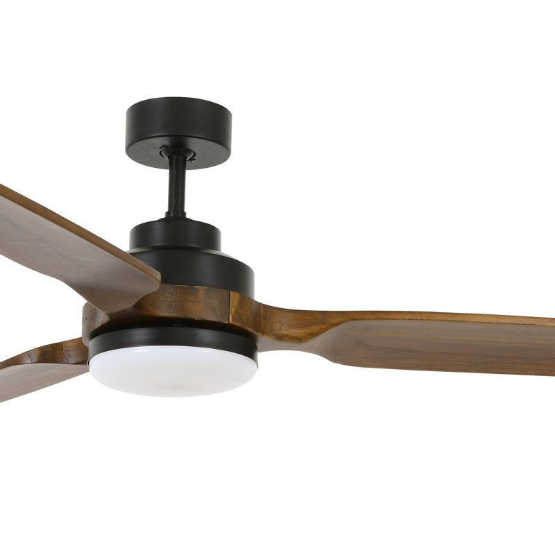 Adilet 142cm Ceiling Fan with Light Kit, Black with Brown Blades