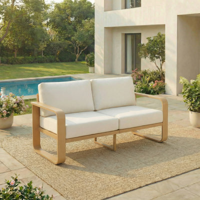 Causeuse d'extérieur en aluminium avec coussins de 54,3 po de largeur