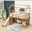Lit mezzanine simple Amrina avec glissoire et tablettes de rangement-314850964