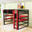Wood Loft Bed with Shelves and Built-in USB Ports and RGB LED Lights-1229134919-1229134913