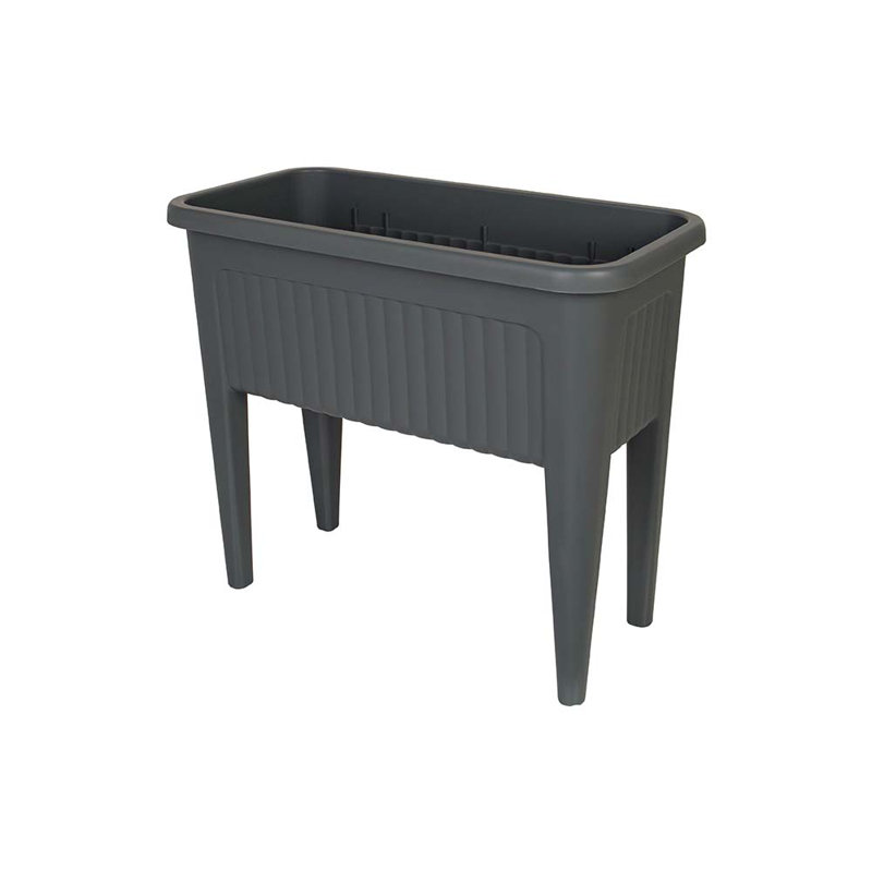 Provence Raised Resin Garden Bed and Stool 4 pc Set, Gray