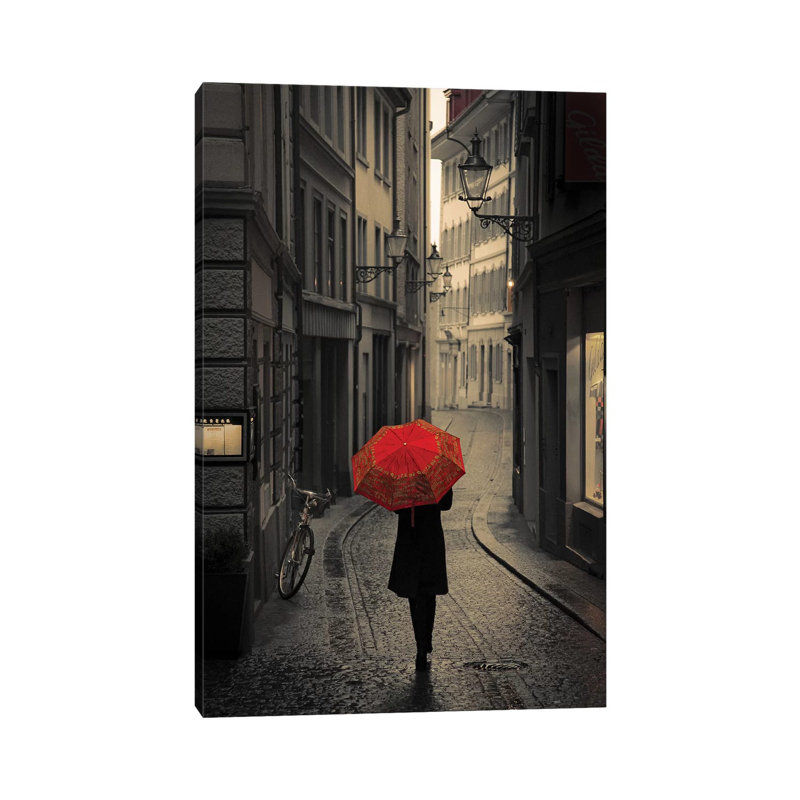 Red Rain by Stefano Corso - Print on Canvas, Wrapped Canvas, 30.48 cm H x 45.72 cm W