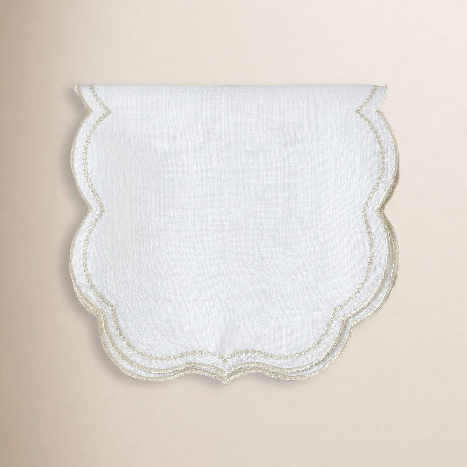 Lauryn Collection 70" Table Runnner, White/Champagne