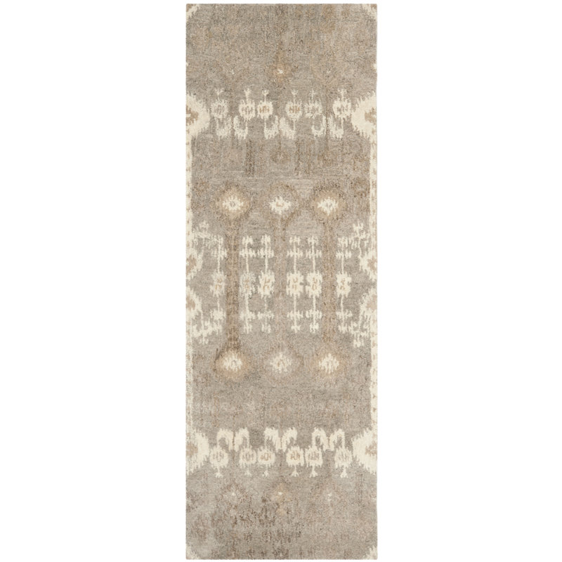 Kouerga Hand Tufted Wool Ikat Rug, Runner 2'3" x 7'