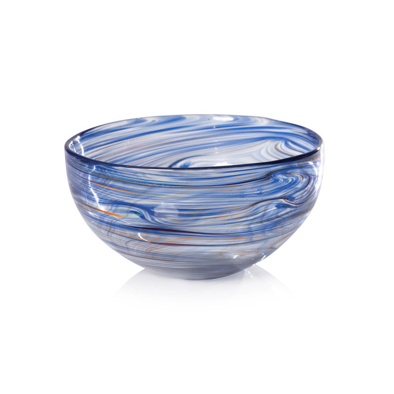 Bol de service en verre Delphine, 8", Bleu multicolore