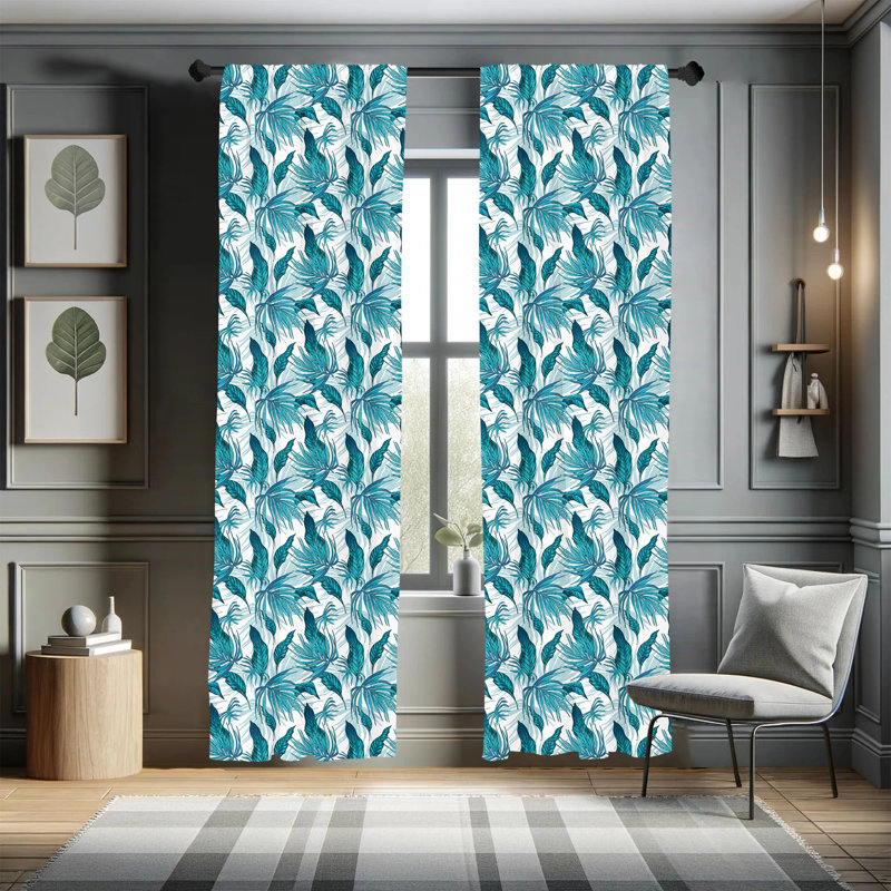 Floral Semi-Sheer Rod Pocket Sliding Panel, 28" x 84"