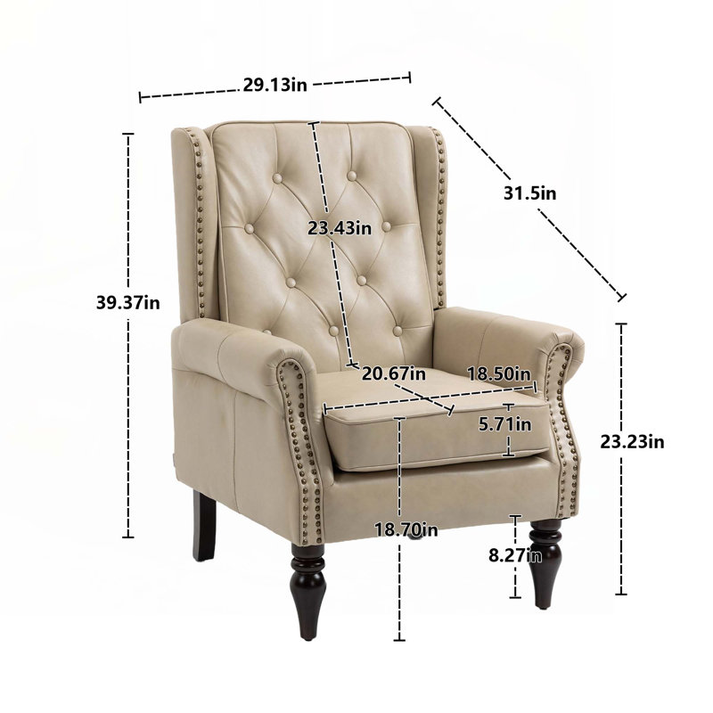 Fauteuil en polyuréthane, Similicuir chameau