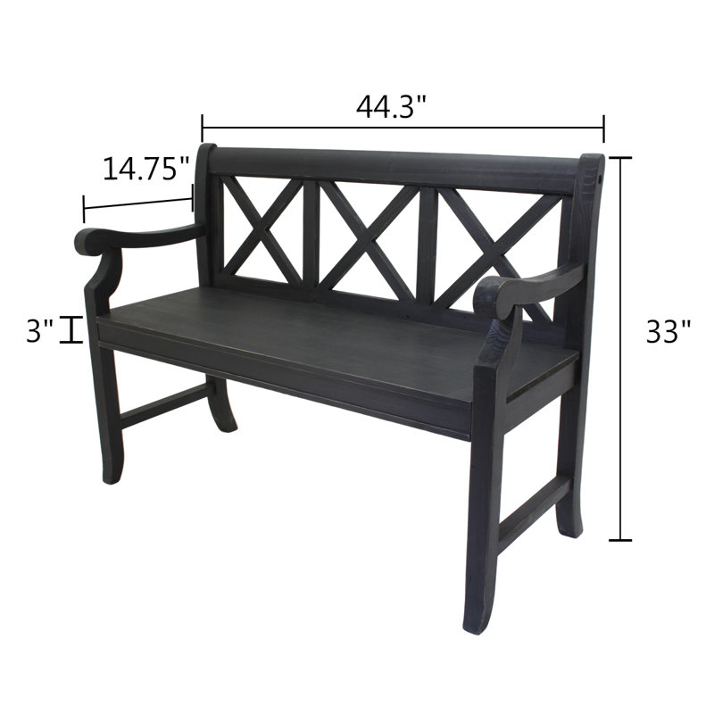 Solid Wood Bench, Black