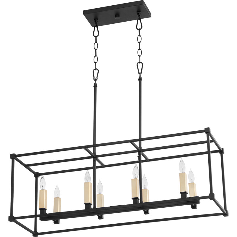 Luminaire suspendu linéaire à 8 lumières pour îlot de cuisine Analie, Noir