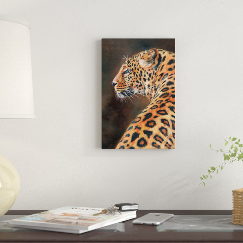 « leopard profile », impression sur toile, H 18 po x l 12 po x P 1,5 po, Pas de tapis, Toile tendue