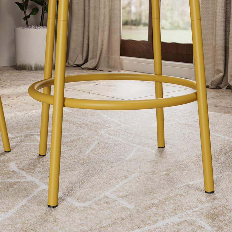 Ensemble 3 pièces de table et chaises avec 2 tabourets et table de salle à manger, Jaune
