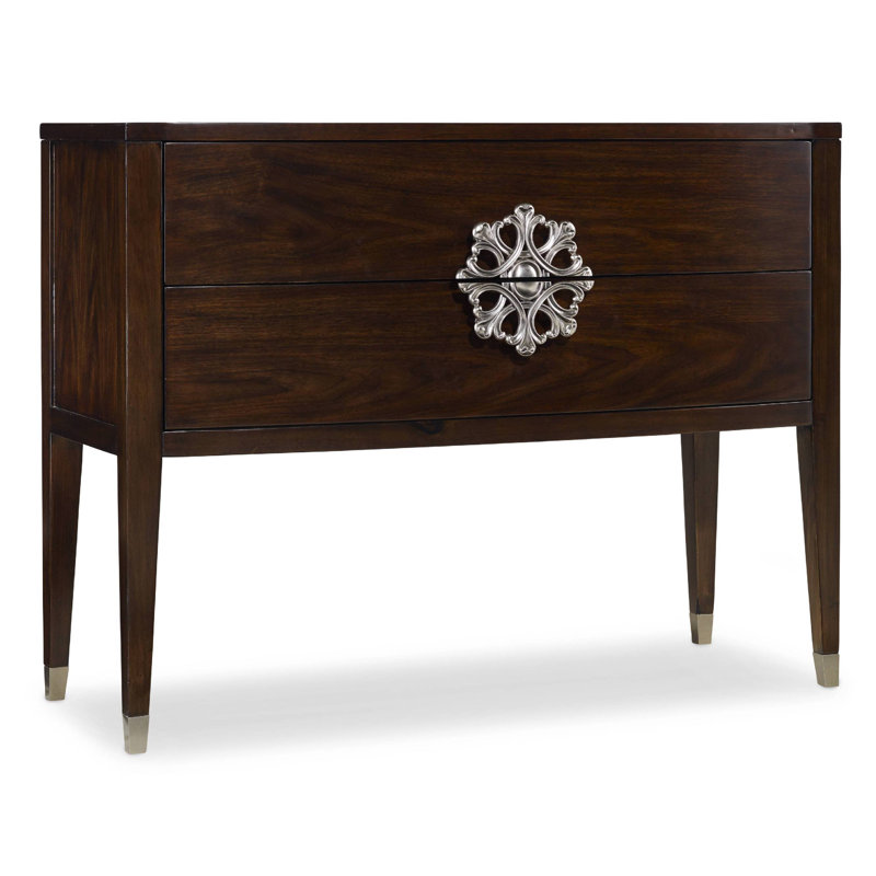 Transitional Medallion 44'' Brown Wood & Metal Console Table with Storage