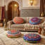 Ensemble de 4 housses de coussin rondes Mandala de 17 x 17 pouces, taies décoratives Boho Pom Pom pour canapé, lit et patio-126117022