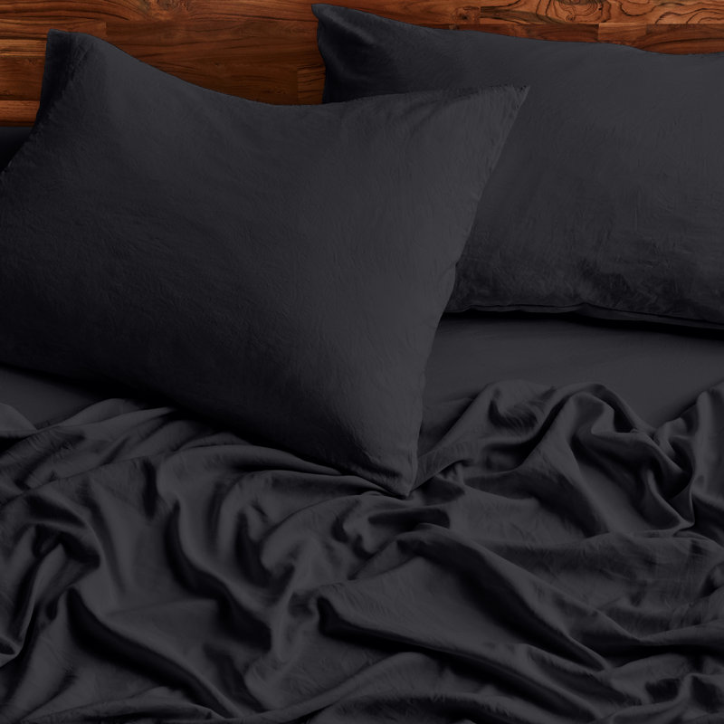 Washed Ultra-soft Microfiber Sheet Set, Twin Sheet Set with 1 Pillowcase, Black