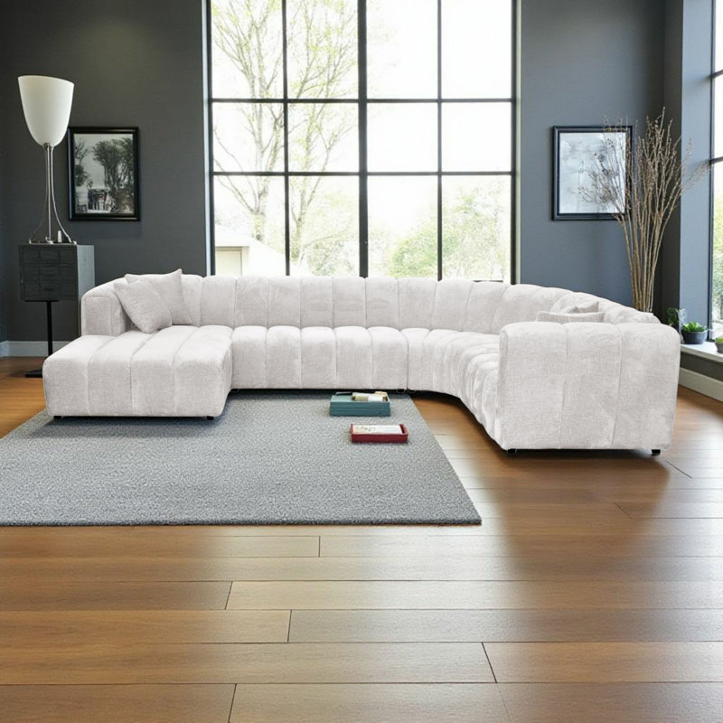 5 Seater Corner Sofa, Left Hand Facing, White