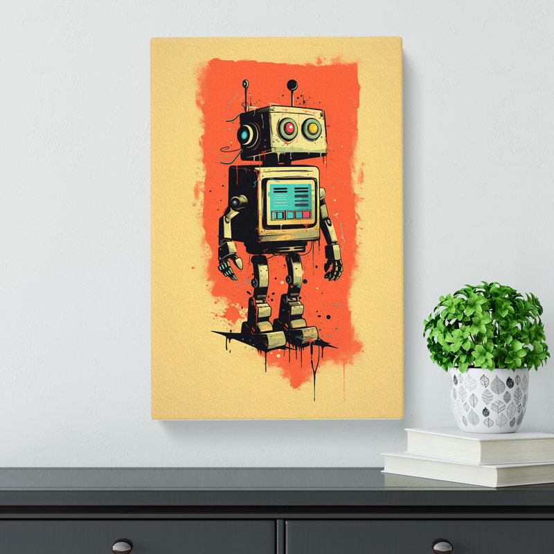 Robot Minimalism Art - Wrapped Canvas, 76cm H x 50cm W x 3cm D