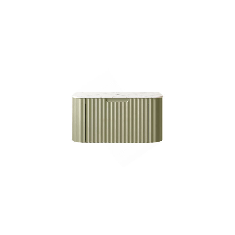 Armoire murale 30 po à rayures courbées sans lavabo, avec un tiroir, couleur vert clair, Light Green
