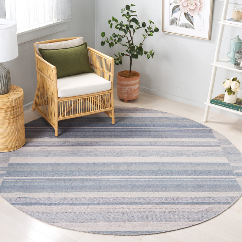 Tapis à rayures Keyania Performance, Rond 7 pi