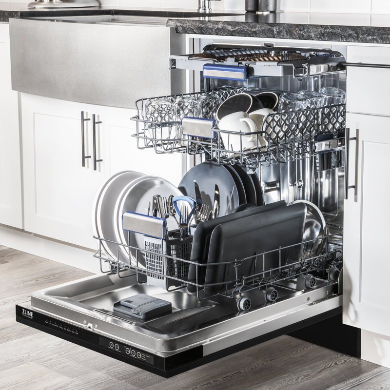 ZLINE 24" Tallac Series 3rd Rack Tall Tub Dishwasher with Stainless Steel Tub, 51dBa, Red Gloss