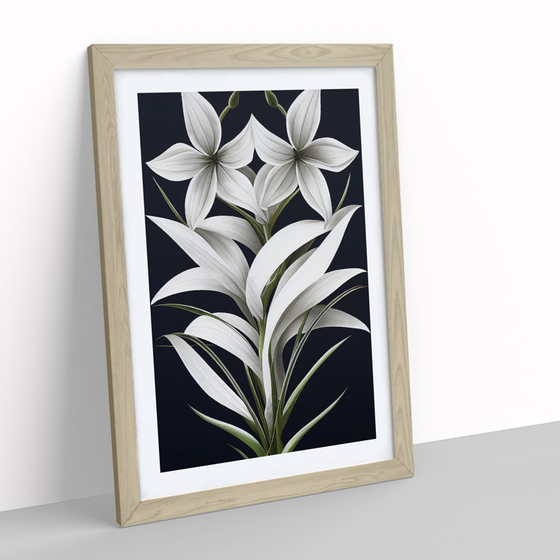 Shining Flowers - Wall Art, 66cm H x 48cm W, Oak Framed, White