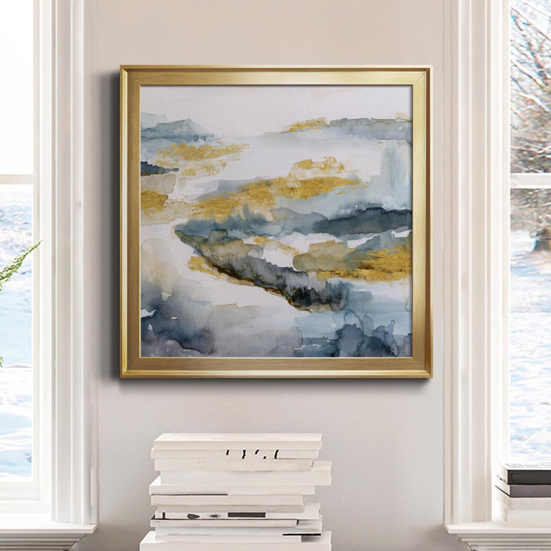Golden Estuary - Cadre photo, reproduction d'art sur toile, H 17,5 po x l 17,5 po x P 1,5 po, Or