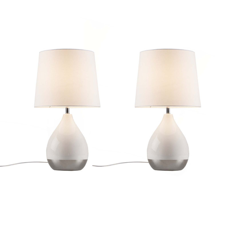 Ensemble de 2 lampes de table 2 tons, Blanc / argenté