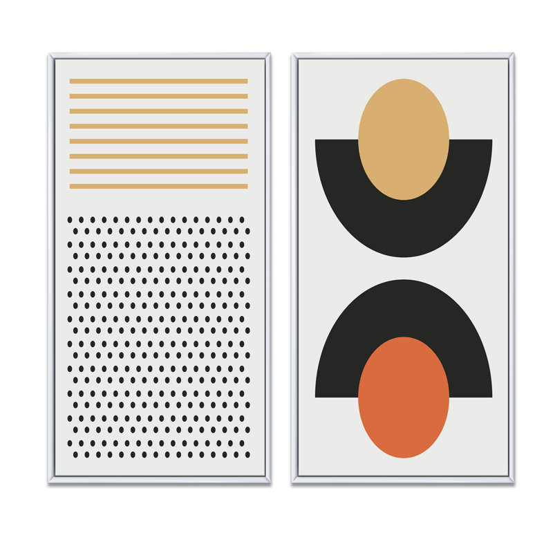 Creative Creative Designs in Retro Colors III - Ensemble de 2 peintures, H 32 po x l 32 po x P 1 po, Toile avec cadre blanc