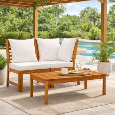 Chaise longue 3 pièces avec coussins