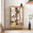 Elegant Light Oak Curio Cabinet With Tempered Glass Doors-122642906