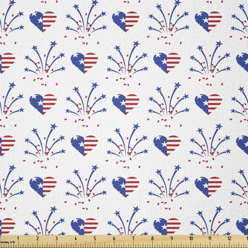 Devincenzo Rockets and Hearts Celebration Freedom of the United States Flag Multi-Purpose Fabric