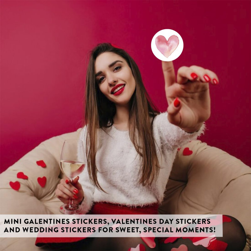  Aquarelle rose et rouge, étiquettes en forme de cœur chocolat, autocollants de la Saint-Valentin, paquet de 240