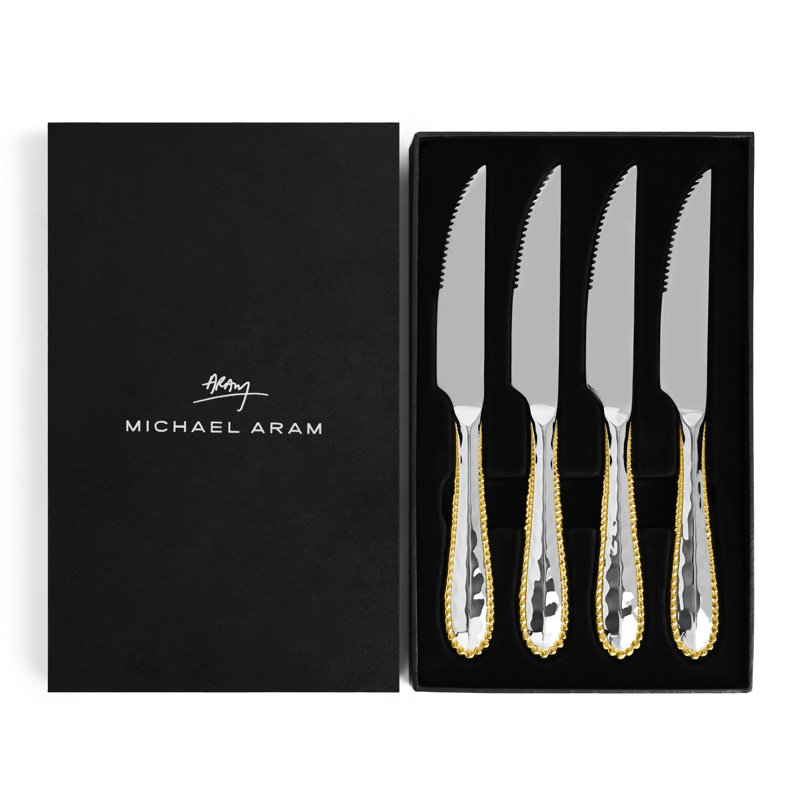 Molten 4 - Piece Stainless Steel Steak Knife Set, Gold