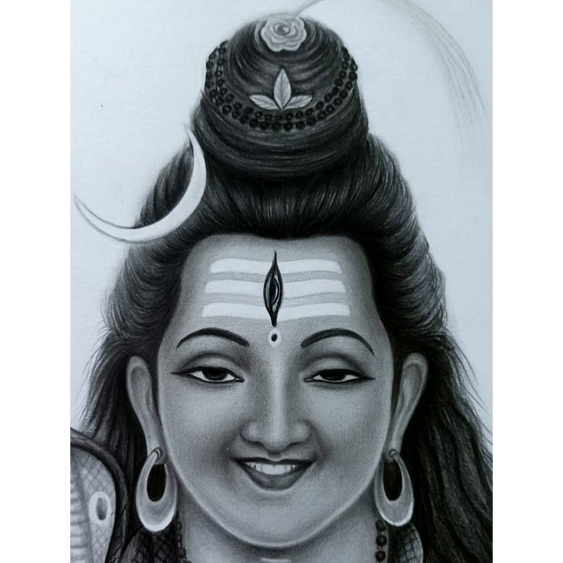 Portrait du dieu Shiva | Graphite moyen | Par Sunil Kumar