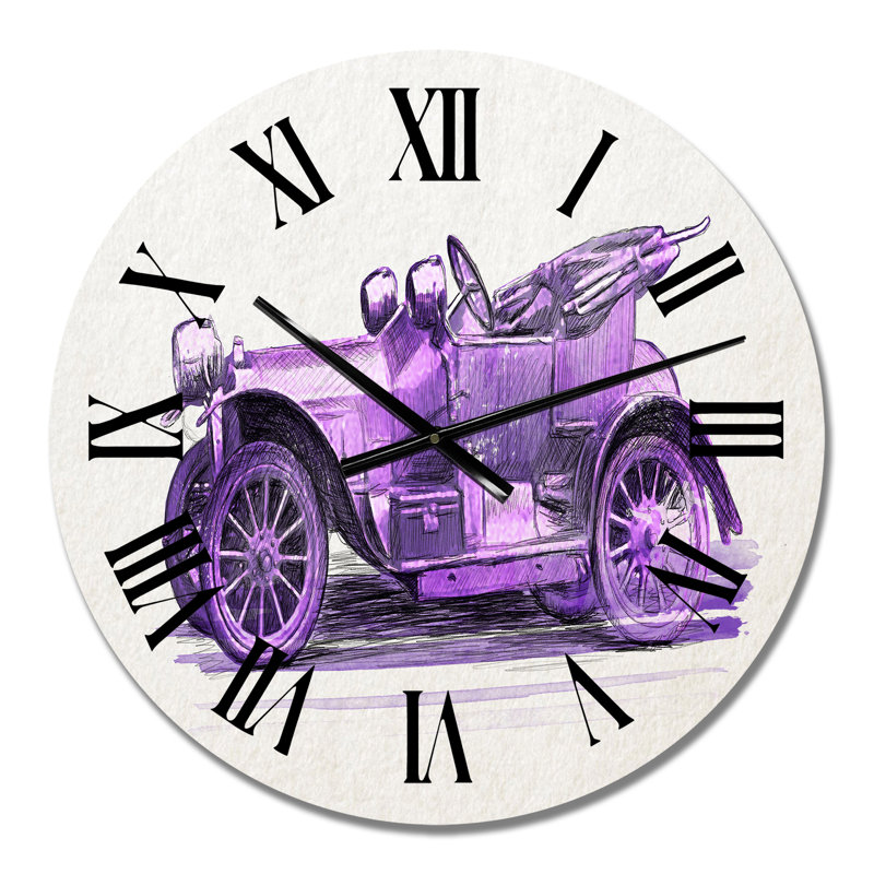 Mauve voiture rétro - horloge murale industrielle, Petit