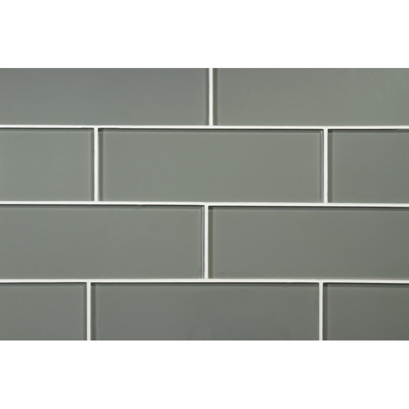 Premium 3" x 9" Glass Subway Tile, Soft Gray