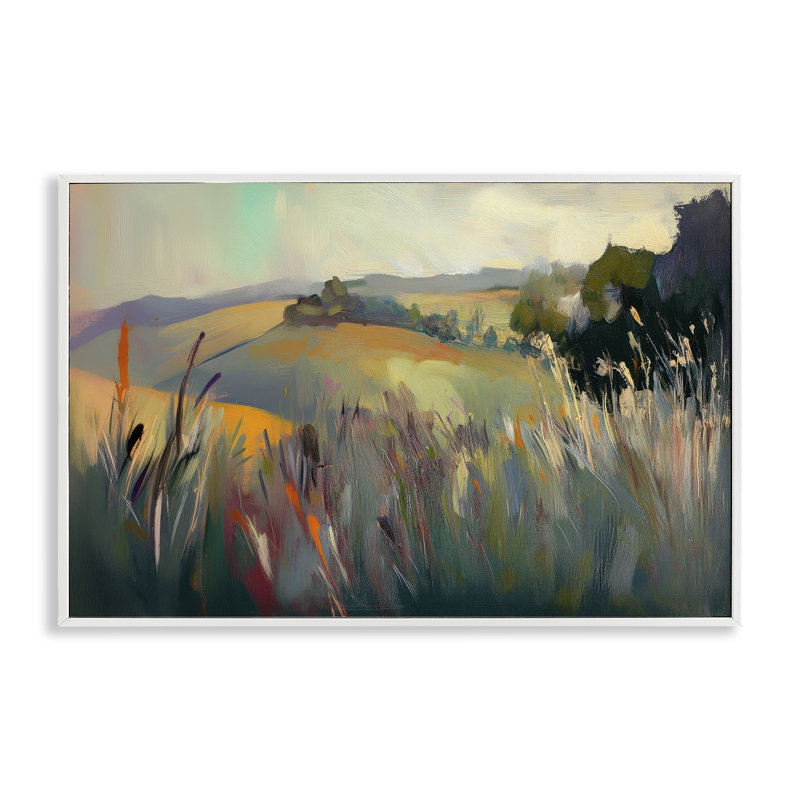 Giclée encadrée Tranquil Plains, conception d'Elara Yasna, H 16 po x l 24 po, Estampe numérique encadrée blanc bord de mer