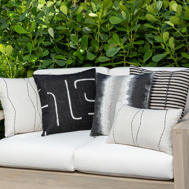 Instinct Square Indoor/Outdoor Pillow Cover & Insert, Ebony, 2 Piece Set, Rectangular 12" H x 20" W