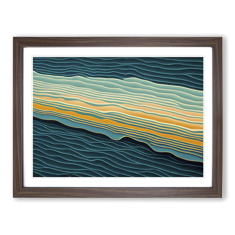 XH1022-6051X Modern Audio Soundwave Art Vol.4 Abstract 1 Piece Single Picture Frame Wall Art, 46cm H x 64cm W, Walnut
