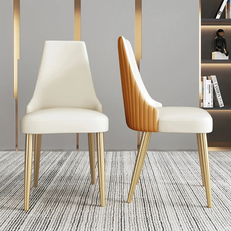 Teferi Stapp Beatriz Modern Faux Leather & Metal Side Chair Upholstered Dining Chair, Orange