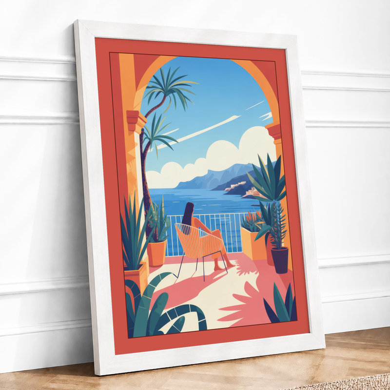 Seaside Reverie Retro - Framed Print, A1 - 84.1 x 59.4 cm, White