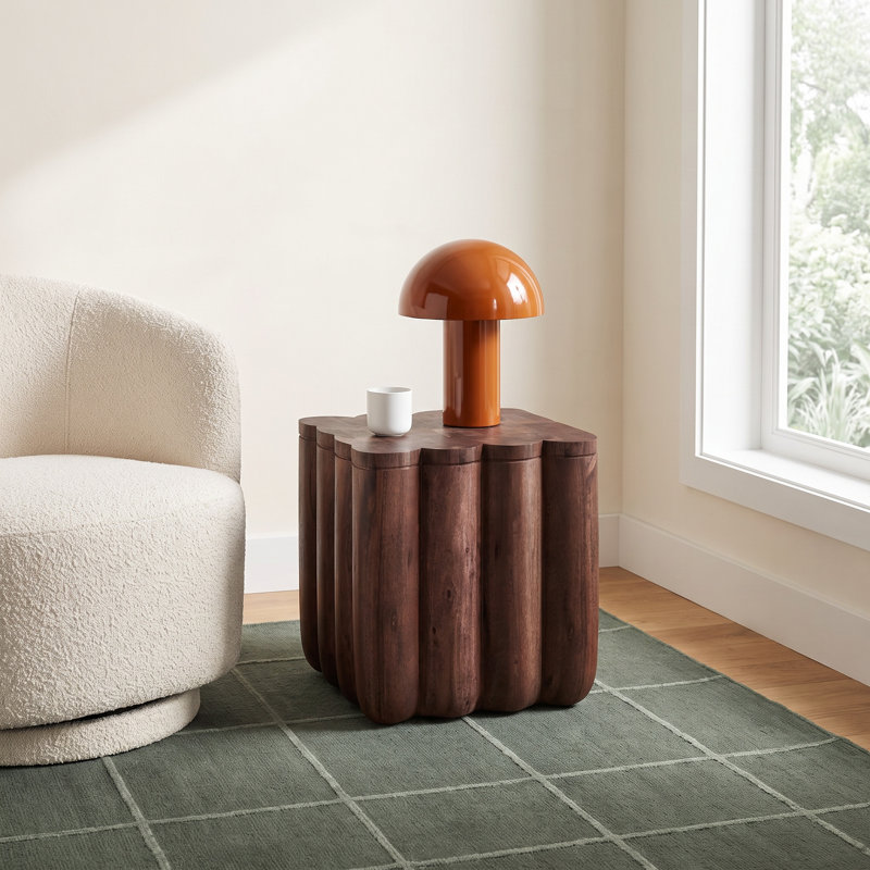 Arine Solid Wood End Table, Brown