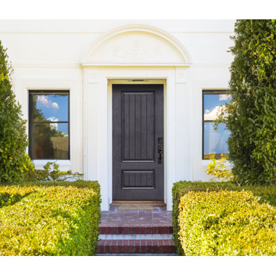 36x80 Two Panel V-Groove Mahogany FiberCraft Front Door