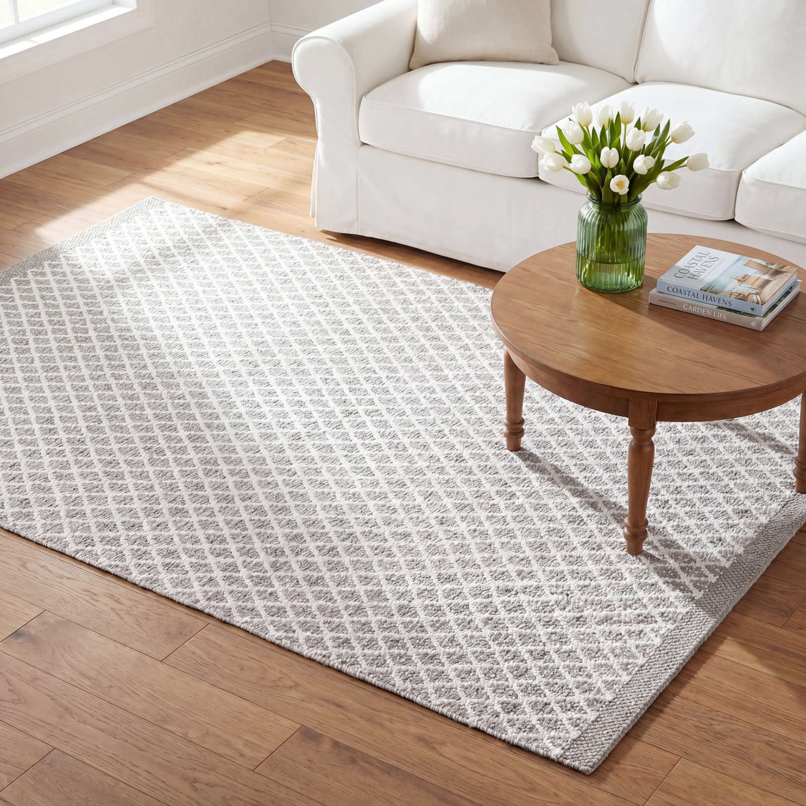 Mainsail Grey Hand-Woven Geometric Outdoor Rug, Rectangle 5' x 8'
