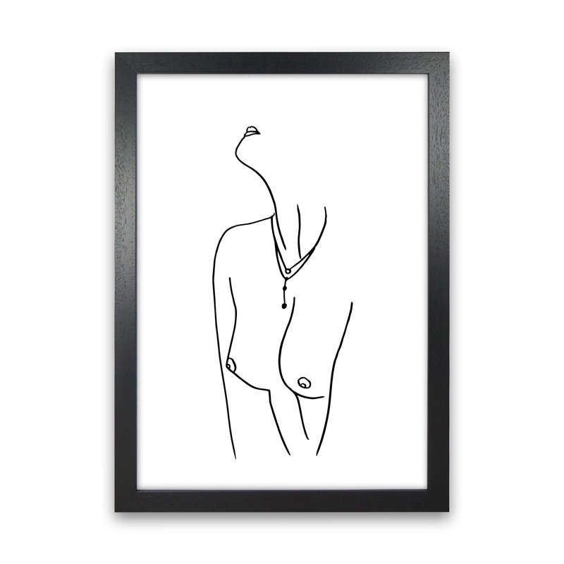 Female Necklace Lineart - Print, 63.4cm H x 46cm W x 3cm D, Black Frame